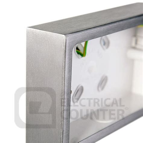 brushed steel double surface socket back box pattress|Surface Mounted Pattress Boxes Steel, Chrome, .